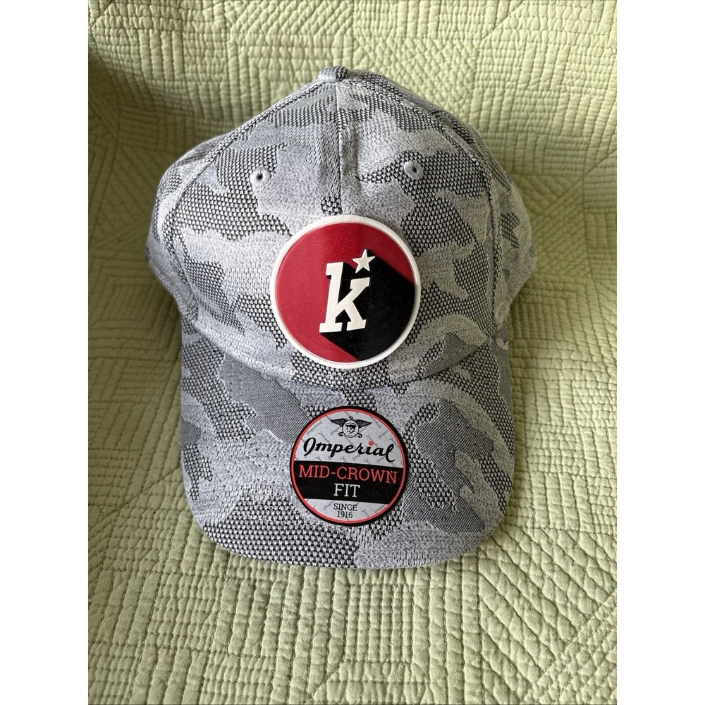 Imperial Sports K Star Logo Gray Camo Mid Crown Snapback Hat One Size New